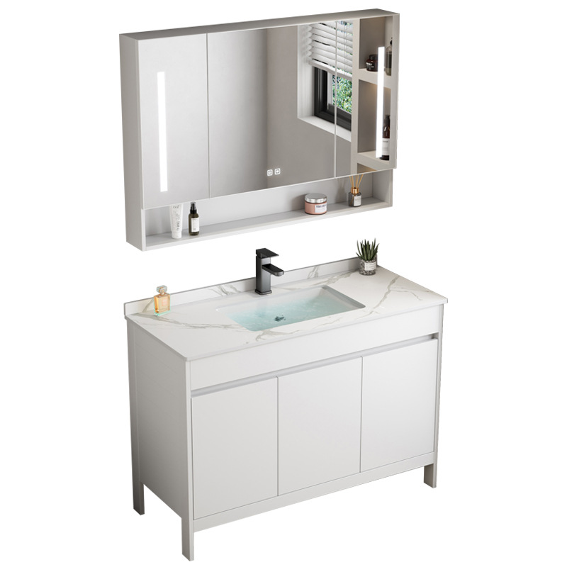 Piso gabinete de baño engrosada espacio de aluminio moderno minimalista baño Lavado de Manos lavabo combinación de gabinete