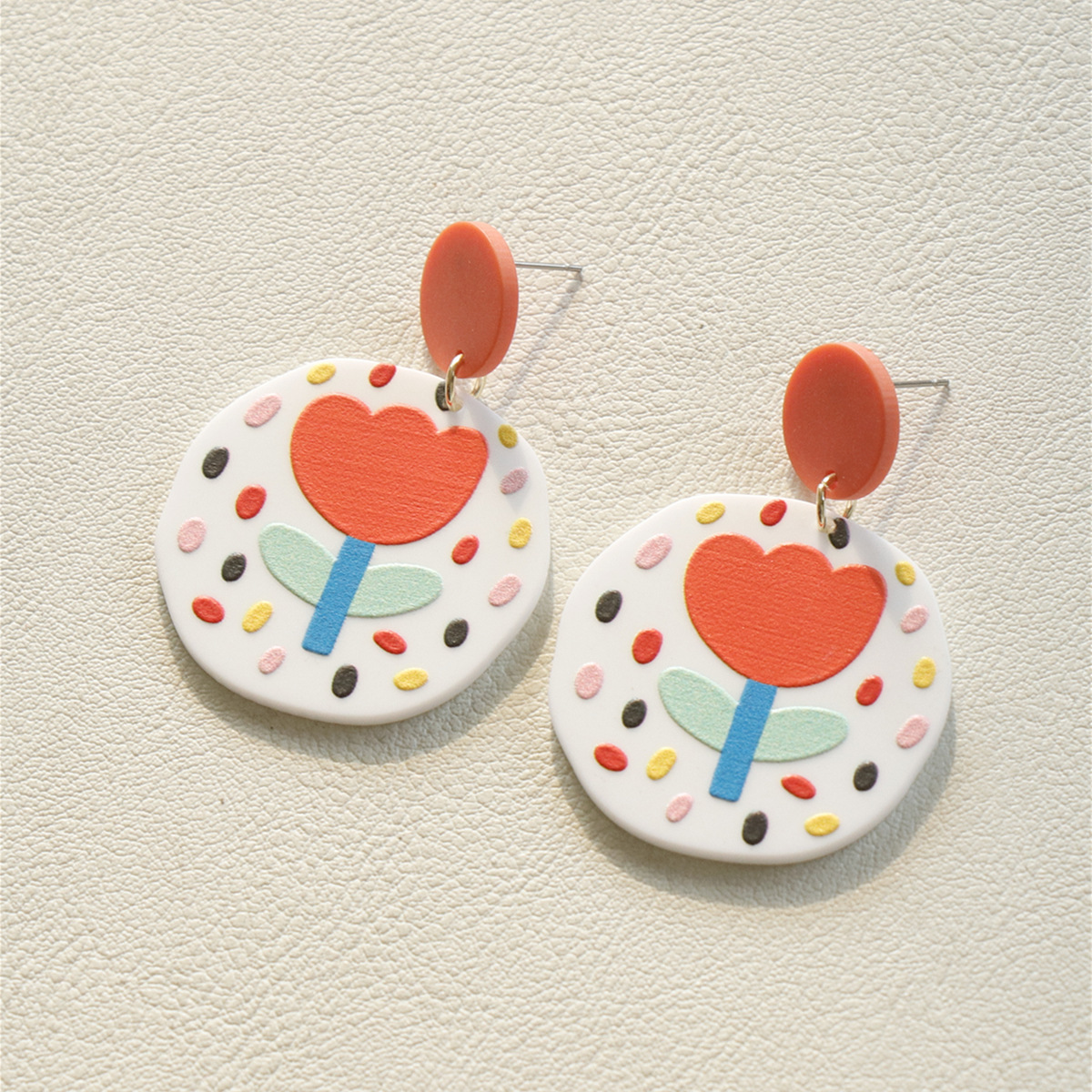 1 Pair Quantity 1 Pair Cute Simple Style Heart Shape Flower Soft Clay Women's Drop Earrings
