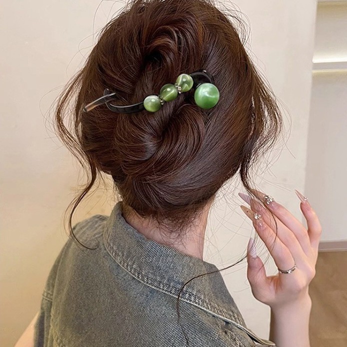高級ラインストーンビーズツイストクリップ2025新スタイルヘアクリップ後頭部ヘアクリップヘアアクセサリー|undefined