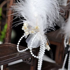 漢服白色羽毛步搖流蘇發箍頭飾女古風超仙發冠古裝髮飾新款頭箍