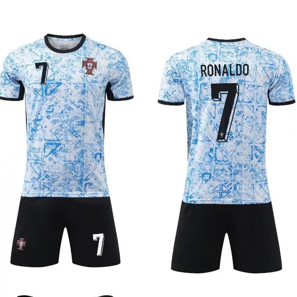 24-25 Portugal Away No. 7 Club Football Uniform Kidsren's Clothing Kidsren's Adult Suit Size 14-3XL