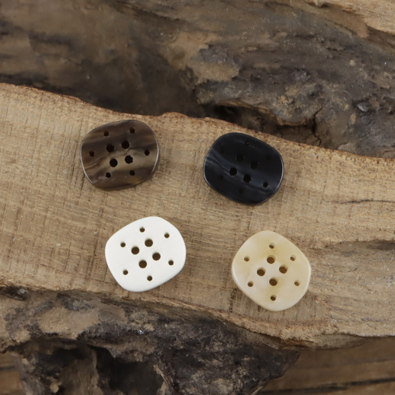Porous double-plane resin shirt button wool hat handmade DIY accessories beige niche design button Porous double-plane resin shirt button wool hat handmade DIY accessories beige niche design button