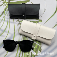 New portable leather glasses case, soft bag sunglasses flat mirror sunglasses case, fashionable leather sunglasses case