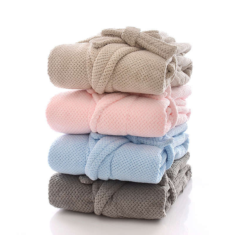 Meeste korallfliisist ananassihommikumantel pehme imav paks koduhommikumantel täiskasvanutele mõeldud suplushommikumantel_voghion.com