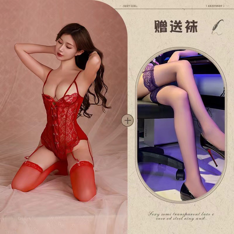 버건디 + 블랙 스타킹