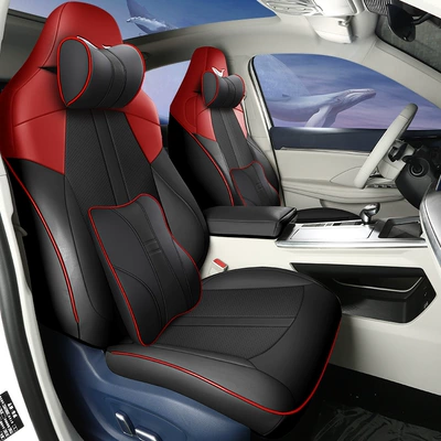 cross-border seat cover, Modelə uyğun (Original) oturacaq örtükləri - black-red-memory-cotton-version-remarks-model-year-rear-half-pack