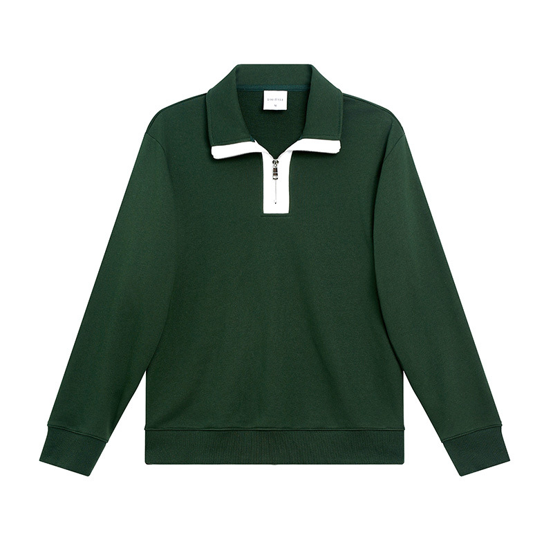 Otoño e invierno peinado algodón collar camisa cultural de manga larga camisa publicitaria ropa de clase semi-cremallera suéter personalizada ropa de trabajo impresa logotipo