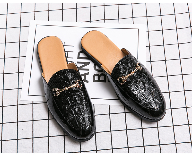 Fashion Men's Closed-Toe Autumn New Soft Sole Backless Lazy Leather Shoes British Style Large Size Half Slippers Sandals_vogvips.com