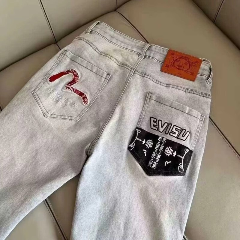 严选牛仔裤网红爆款男款2025潮流字母图案修身帅气直筒休闲长裤薄