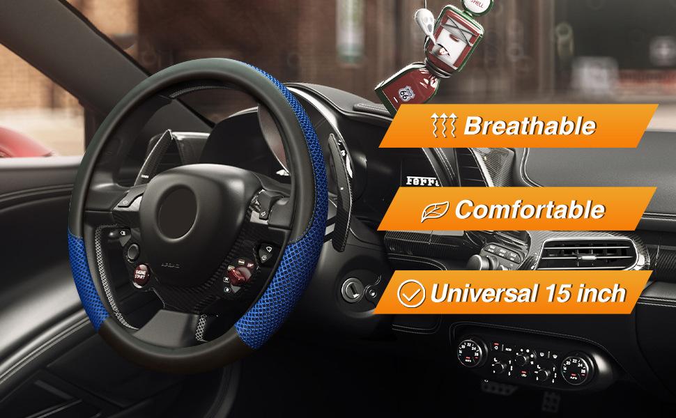 Cross-Border Hot-Selling Ice Silk Car Steering Wheel Cover, Breathable Anti-Slip Microfiber Steering Wheel Cover for All Seasons