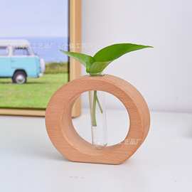 现货木质装饰花瓶客厅插花容器试管玻璃水养插花器鲜花水培器花盆