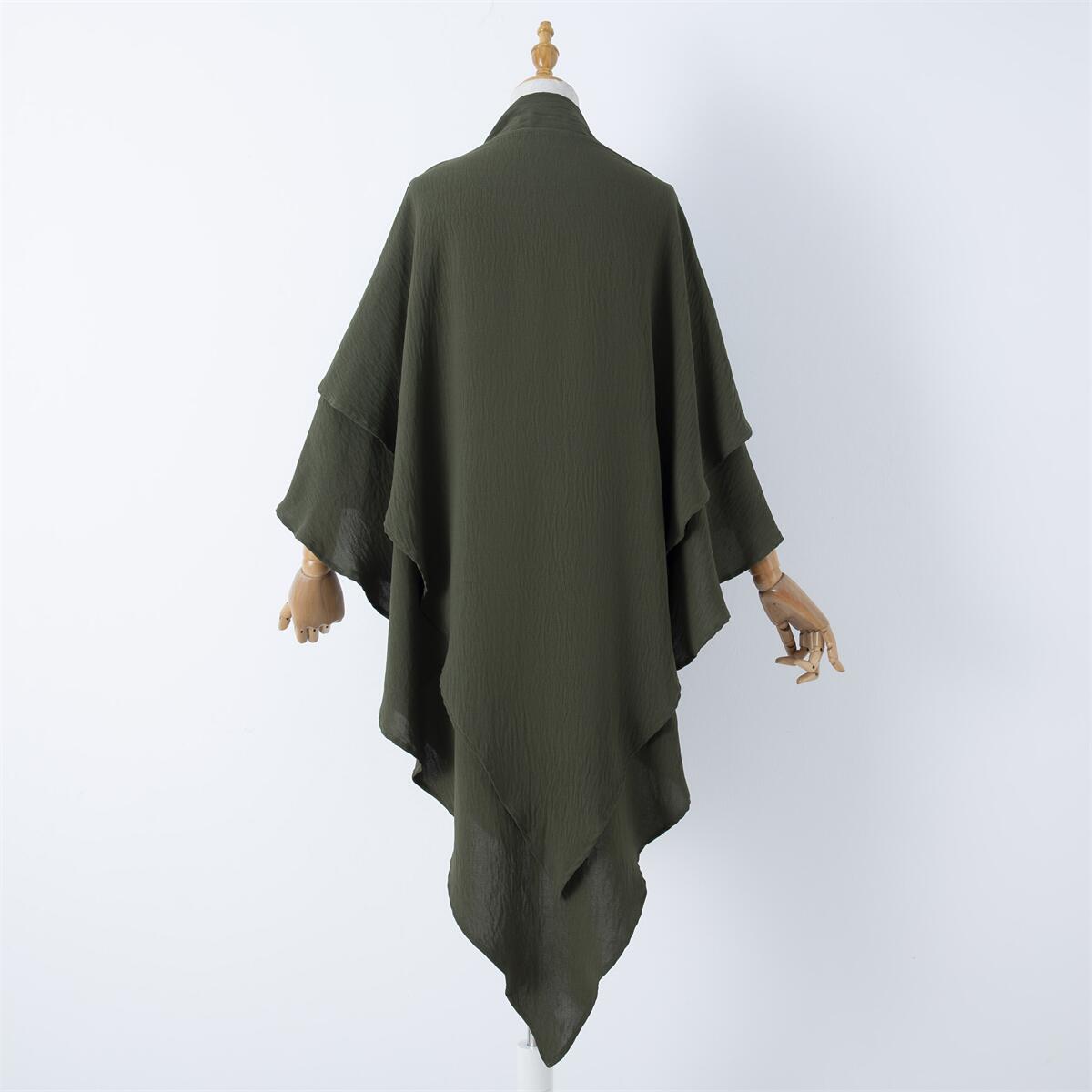 Damenbekleidung einfarbige Spitze Muslim Doppelschicht Kopftuch_voghion.com