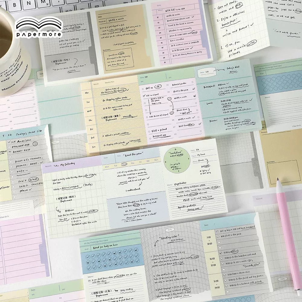 Набор из трех блоков липких заметок Jilu PaperMore Frequent Recording Series, простой стиль, градиентные цвета, бумага для заметок и сообщений