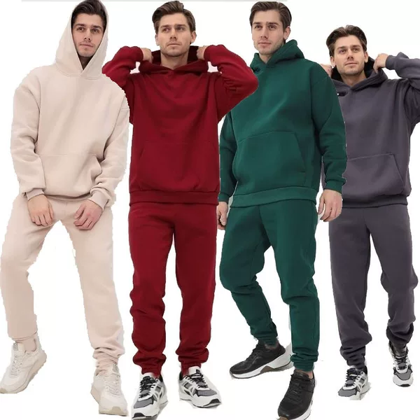 2025 Autumn/Winter Men's Thickened Cordless Hooded Sweatshirt Set Running Fitness Casual Sportswear
