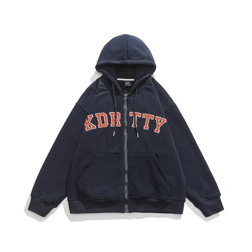 American style hoodie outerwear for men, autumn and winter edition, trendy brand, loose, quilted, winter, hooded, zipper, open sweater.