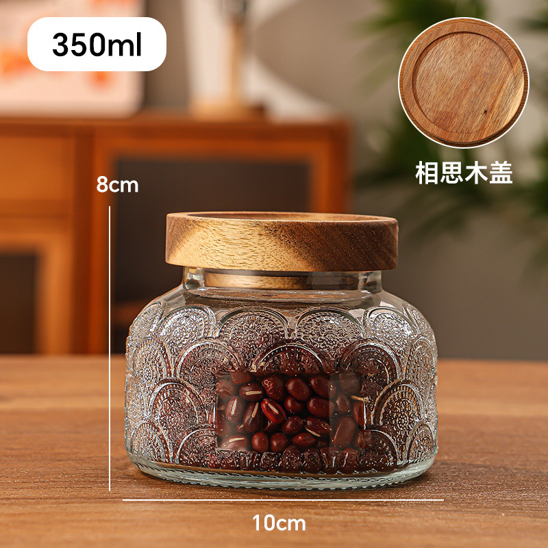 Retro en relieve Begonia flores vidrio almacenamiento de latas de sellado doméstico granos de café flores de té nueces almacenamiento de latas de gran abdomen