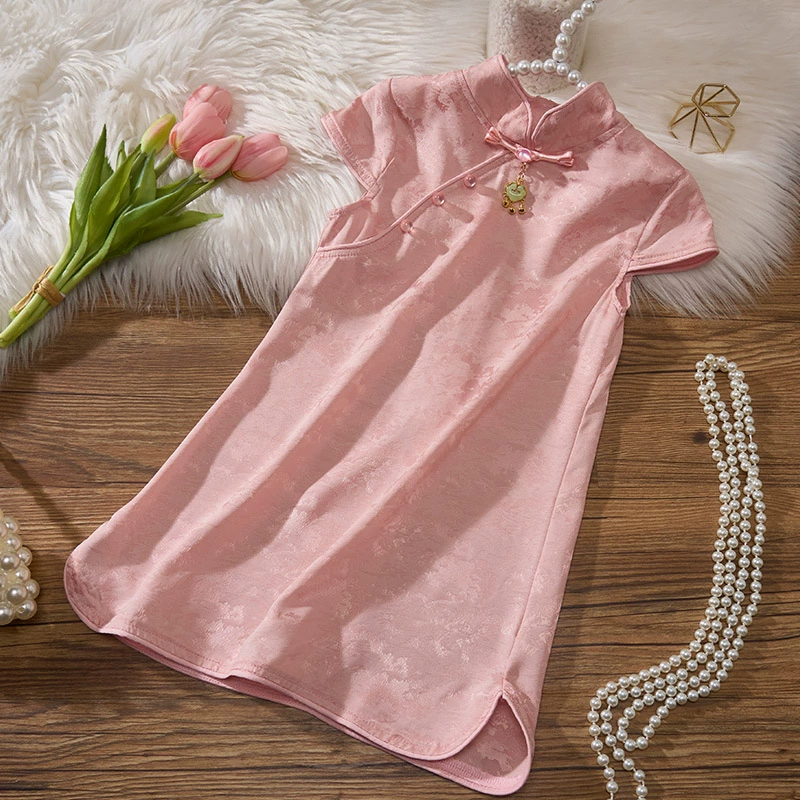 2025 новое летнее платье-чонсам для девочек, детское национальное платье-чонсам, улучшенное платье-чонсам, платье маленькой принцессы