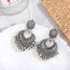 Retro ethnic metal earrings, small bell with tassels, boho style, ethnic style
