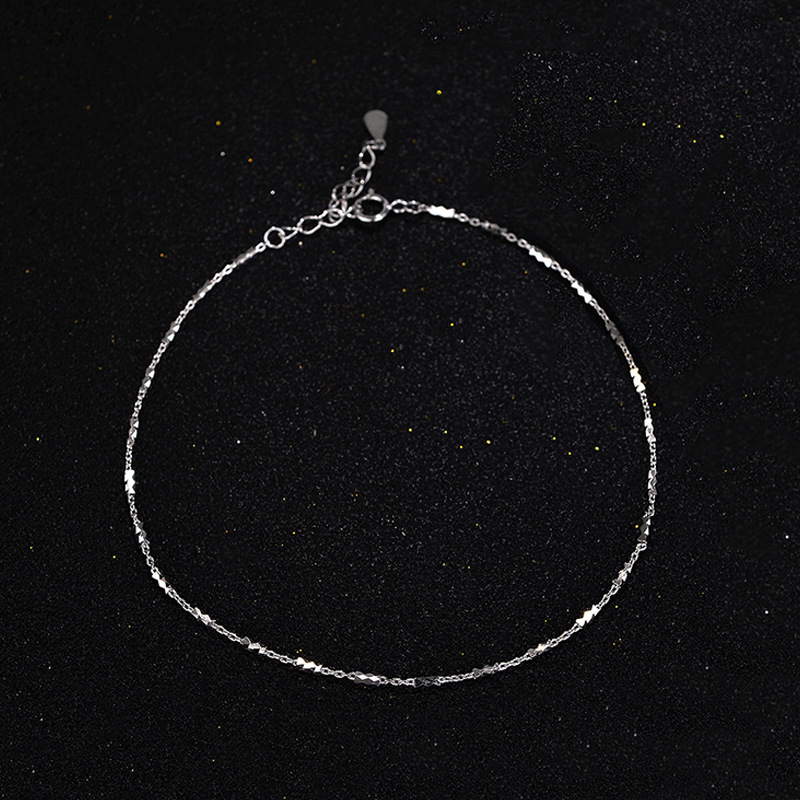 S925 tobilleras espumosas de plata de ley para mujeres de nicho Adornos de pies de alta gama Italia Wanli Flash Star Cadena de pies