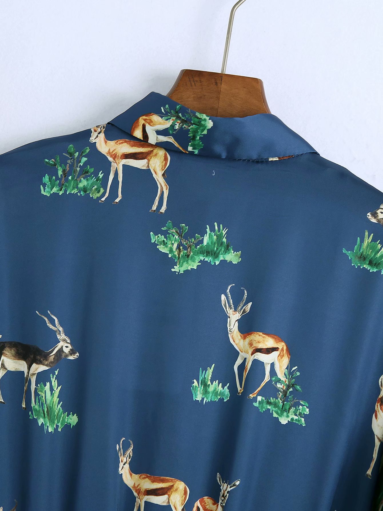 winter silk satin printed shirt long sleeve dress NSAM22453