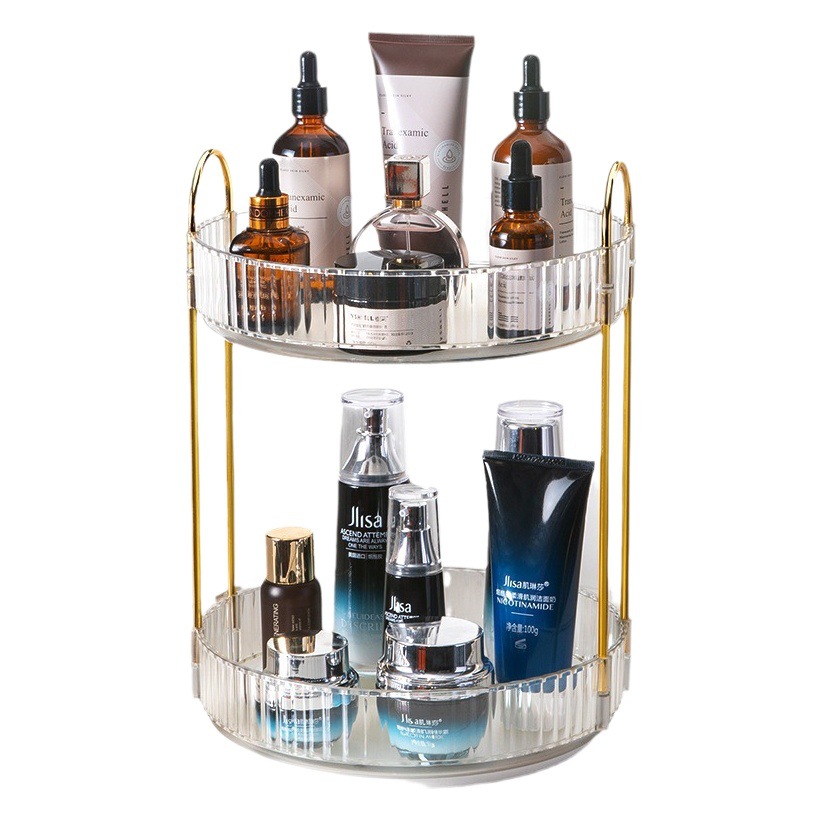 Household Light Luxury Toilet Storage Rack Non-perforated Bathroom Bedroom Rotating Cosmetic Storage Rack Jewelry Storage Box