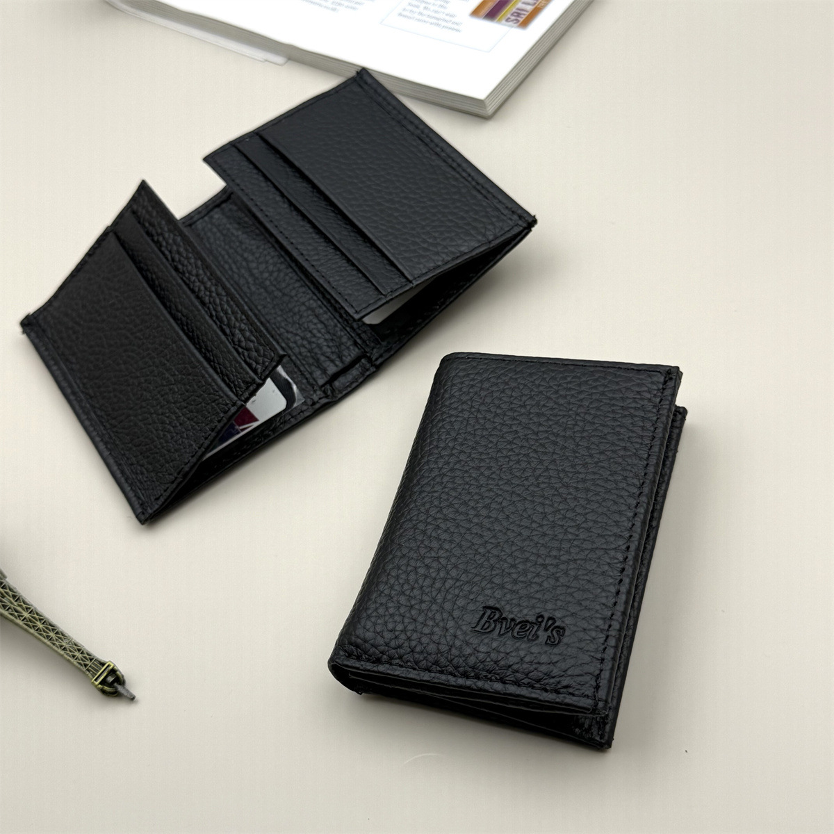 Nuevos productos transfronterizos carteras de cuero para hombres, bolsas de tarjetas de cuero de vaca mini gran capacidad, comercio exterior al por mayor.