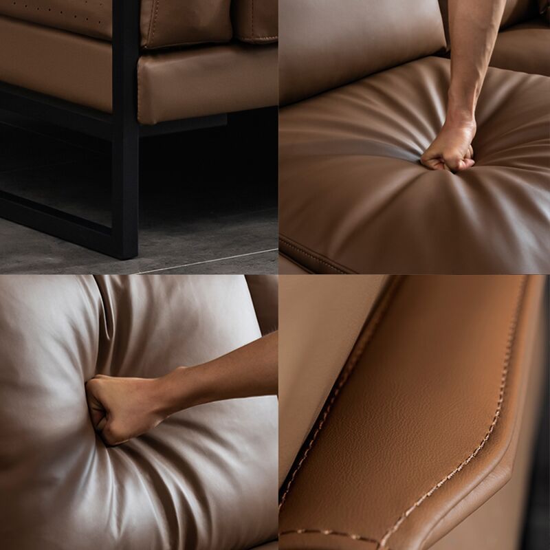 Fábrica de fuerza de fuente personalizada sofá de cuero italiano sala de estar moderna simple línea recta sofá de cuero plumado combinación