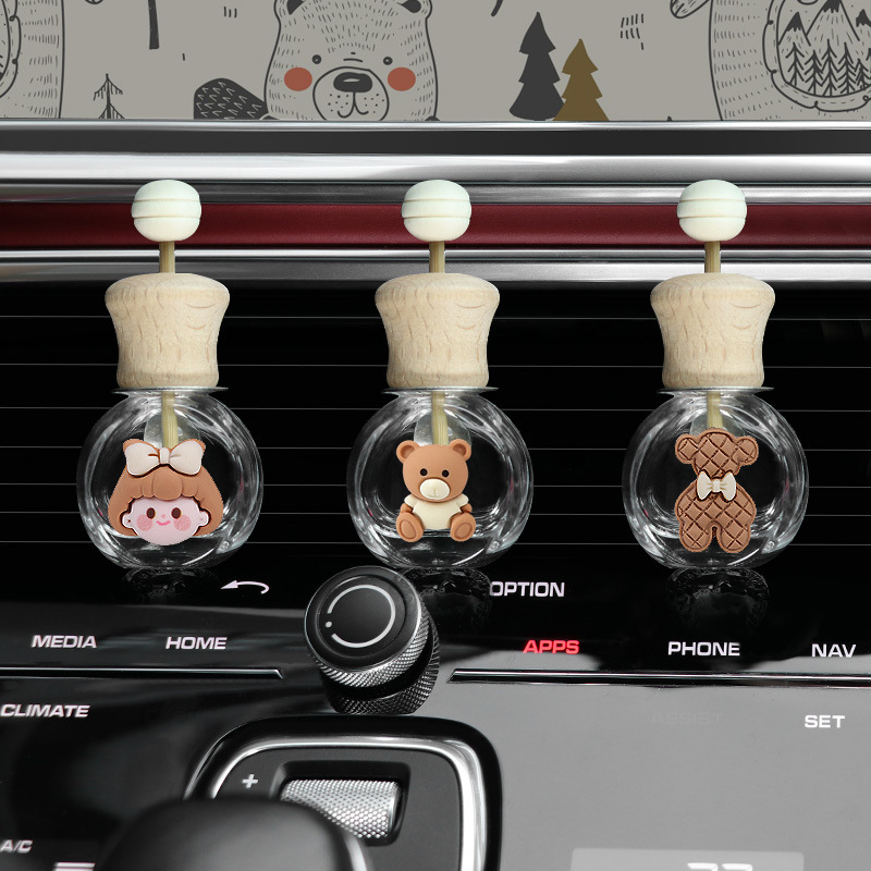 Aromaterapia de coche 2024 nuevo aire acondicionado de coche salida de aire botella de decoración perfume fragancia ligera de larga duración pequeña decoración de coche