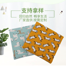 棉麻布料羊驼印花亚麻布桌布沙发布垫小鸭子靠枕抱枕套帆布面料