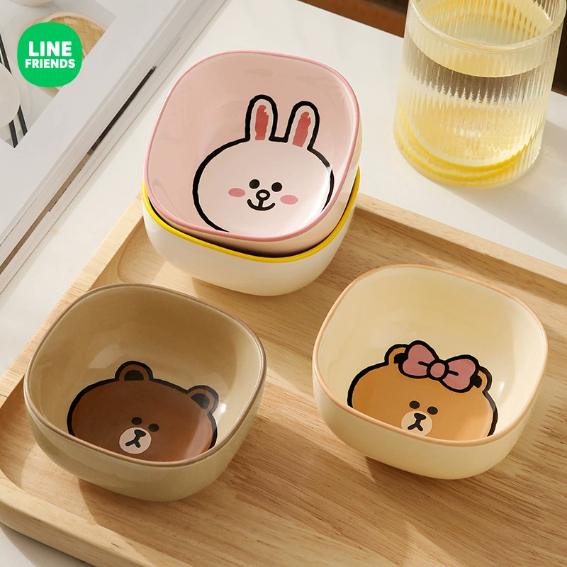 Тарелка для соуса LINE Friends в виде рвущейся кости, миска для макияж/приправа, маленькая керамическая тарелка для соевого соуса/уксуса, подача для хот-пота