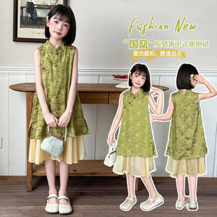 Girls' Cheongsam Dress Hanfu Dress Summer 2025 New Children's New Chinese Style Improved Little Girl National Style Dress