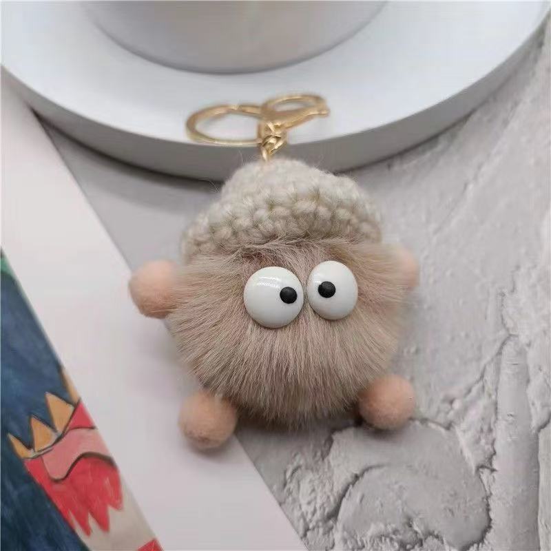 Lindo pequeño bolso de cerdas colgante anime dibujos animados red felpa colgante coche llavero peludo colgante regalo