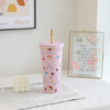 Cute capacious glass stainless steel, cartoon double-layer cup, 750 ml