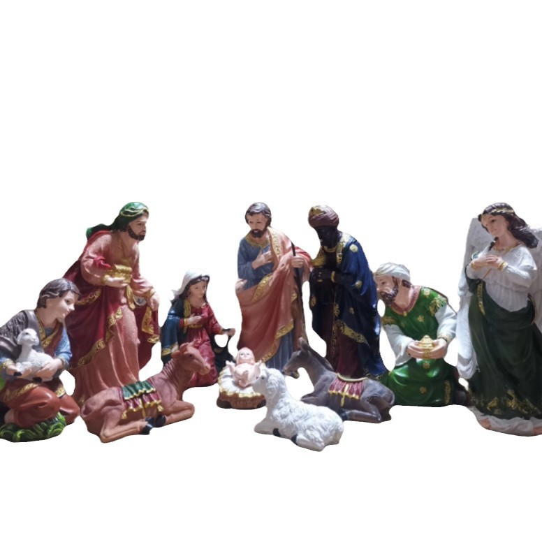 Comercio exterior hogar Iglesia Europea boutique 31cm 12-piece set Navidad pesebre set decoración decoraciones