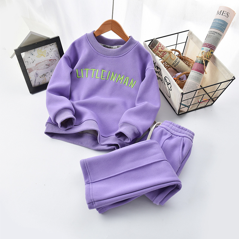Autumn and winter new Korean clothing children's plush warm set, girl's hoodie, student leisure sports_voghion.com