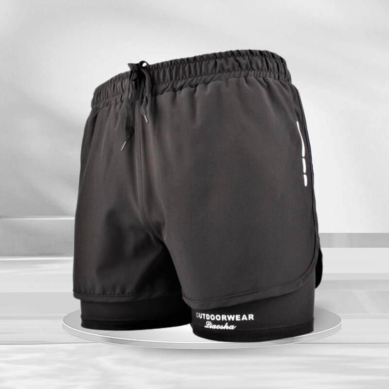 Swimming trunks men's anti-embarrassment double-layer beach swimming hot spring men's professional boxer loose quick-drying short swimming trunks