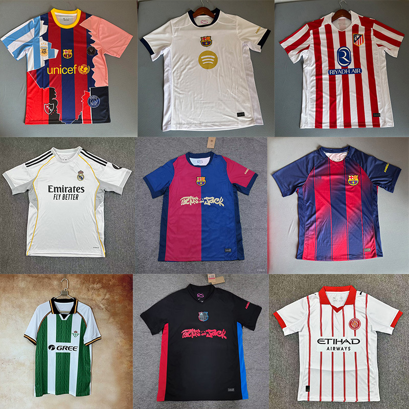 La Liga Jerseys Real Madrid Barcelona Betis Girona Atletico Madrid Bilbao Fans Edition Football Uniforms Team