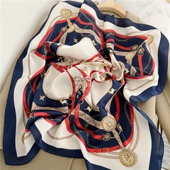 New 70cm Square Scarf for Women, Color Block Pattern, Elegant Print, Korean Style Fashion Decorative Neck Scarf, Dual-Purpose Hair Scarf