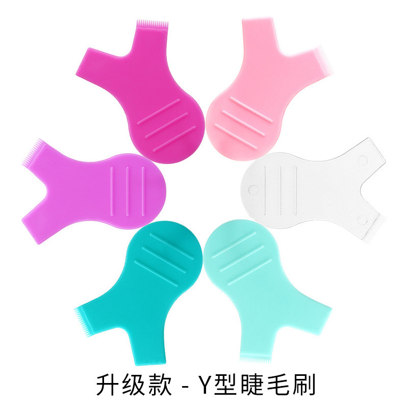 Eyelash Curling Brush, Y-shaped Eyebrow Brush, Tattoo Machine Beauty Comb, Beauty Salon Eyelash Extension Auxiliary Tool, 10/pack, Export