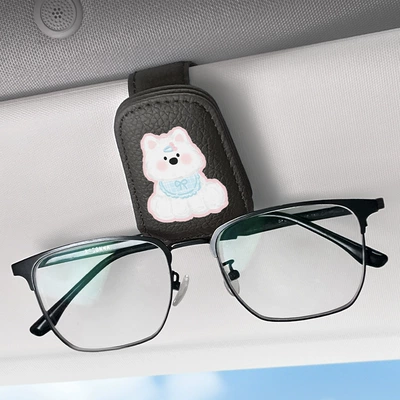 Car Glasses Clip/Bill Clip: Multifunctional Sun Visor Sunglasses Storage - black-samoyed