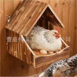 跨境木质鸡巢箱鸡舍农场家禽栖息地悬挂式木质母鸡筑巢箱实木鸡窝