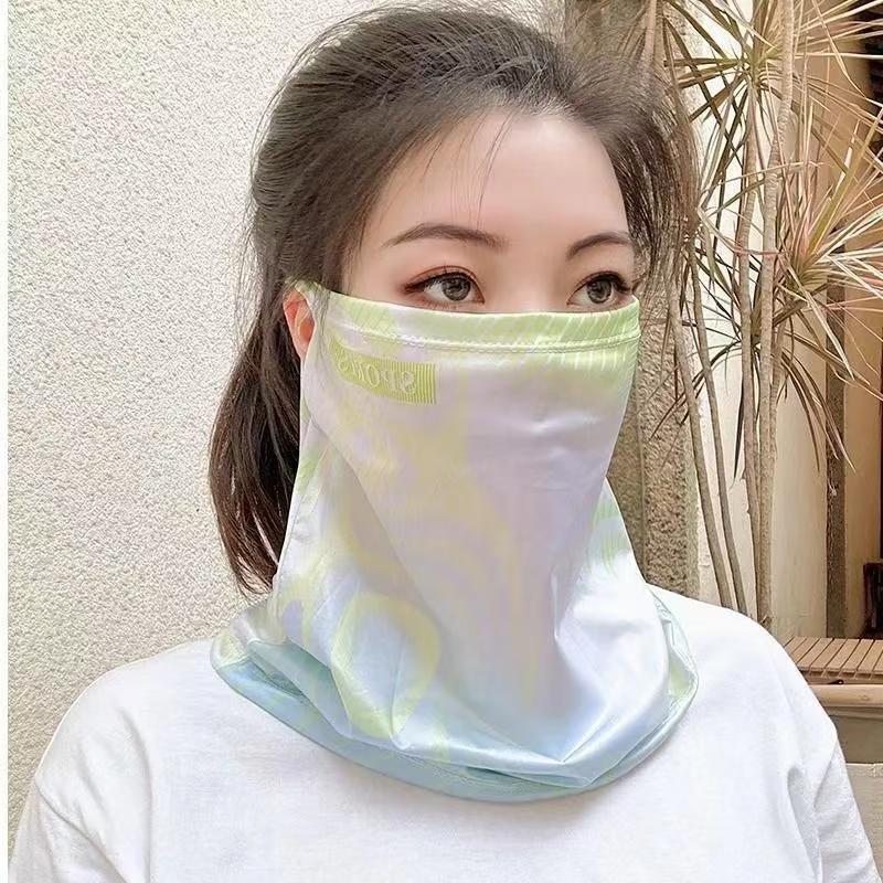 Máscara de protección solar de seda de hielo para hombres y mujeres, babero colgante, protector de cuello, máscara facial, velo de verano, transpirable y versátil