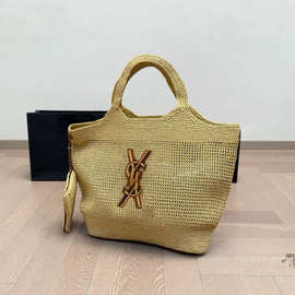 2025新款大容量女包夏季草编手工编织大托特包手提单肩度假包包