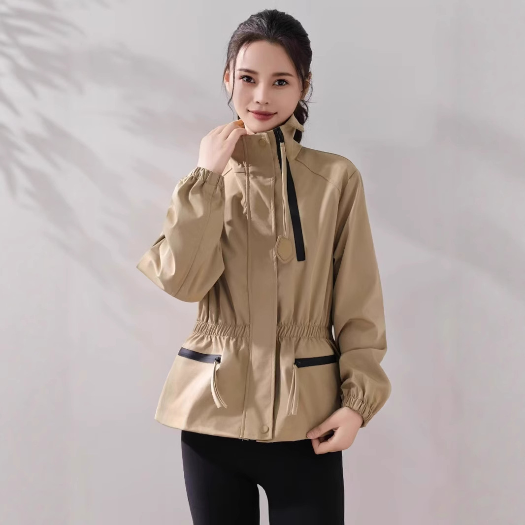 2025 New Style Stand Collar Loose Long Sleeve Princess Style Raglan Sleeve Trench Coat Korean Version Women's Workwear Princess Style Top