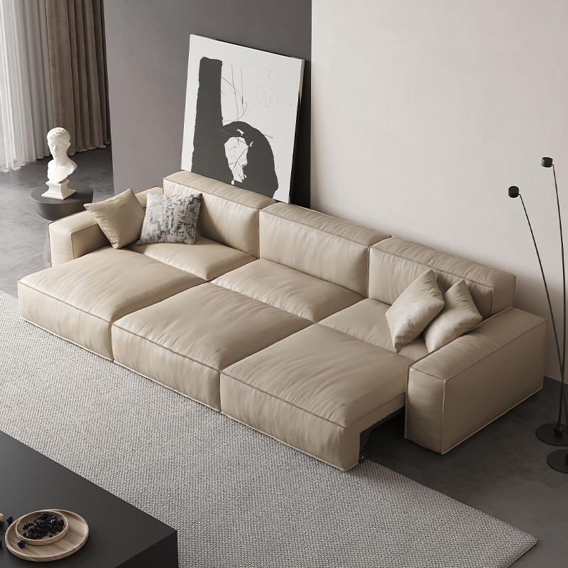 Moderna Luz de lujo tecnología tela eléctrica sofá cama plegable multifuncional pequeño apartamento tofu bloque crema estilo sala de estar sofá