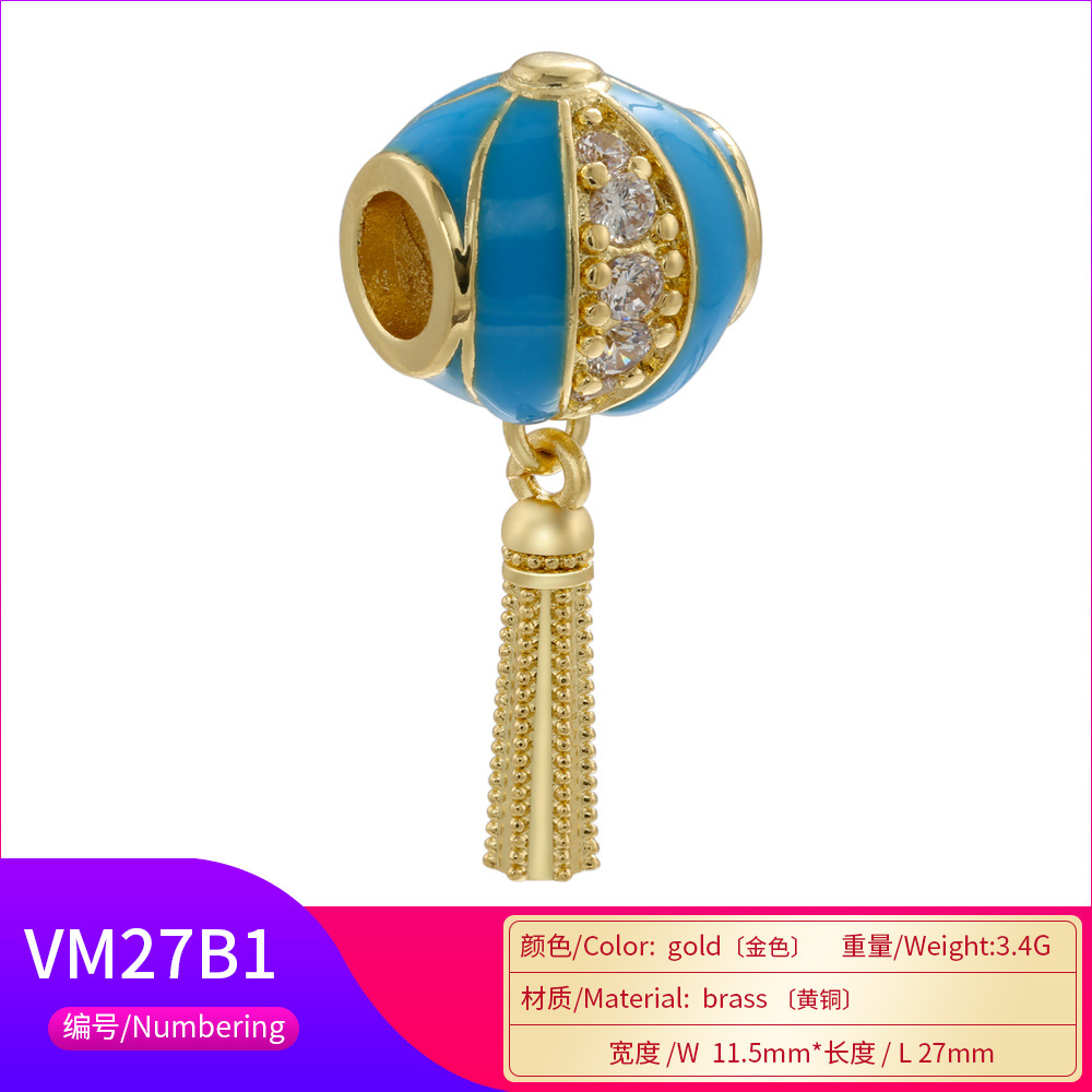 Zircon Drip Oil Beads Lantern-shaped Tassel Beads Diy Jewelry Accessories display picture 2