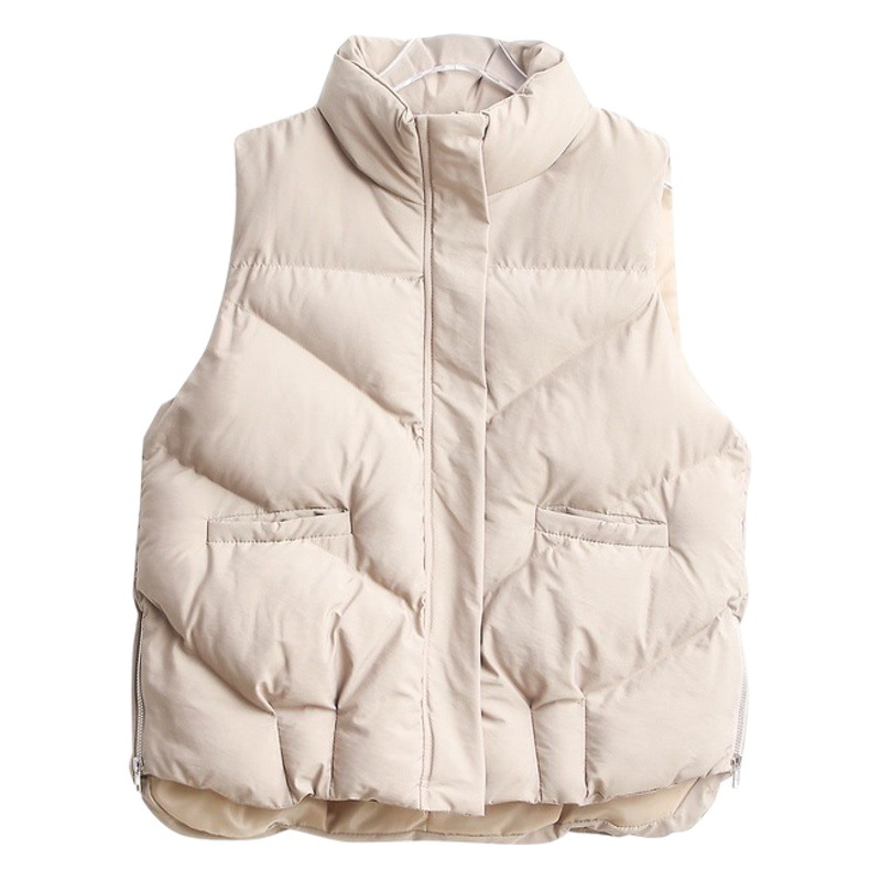 Chaleco de plumón para mujer, estilo corto para invierno 2025, corte holgado, cuello alto, ropa exterior, chaqueta cálida, moderno.