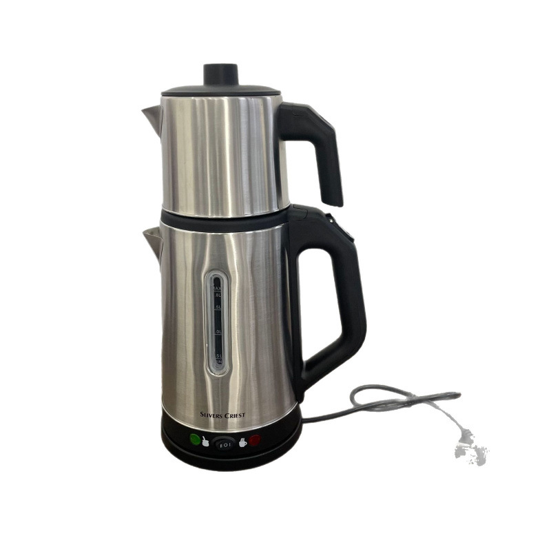 外贸出口电热茶壶不锈钢上下茶壶2IN1 Electric k