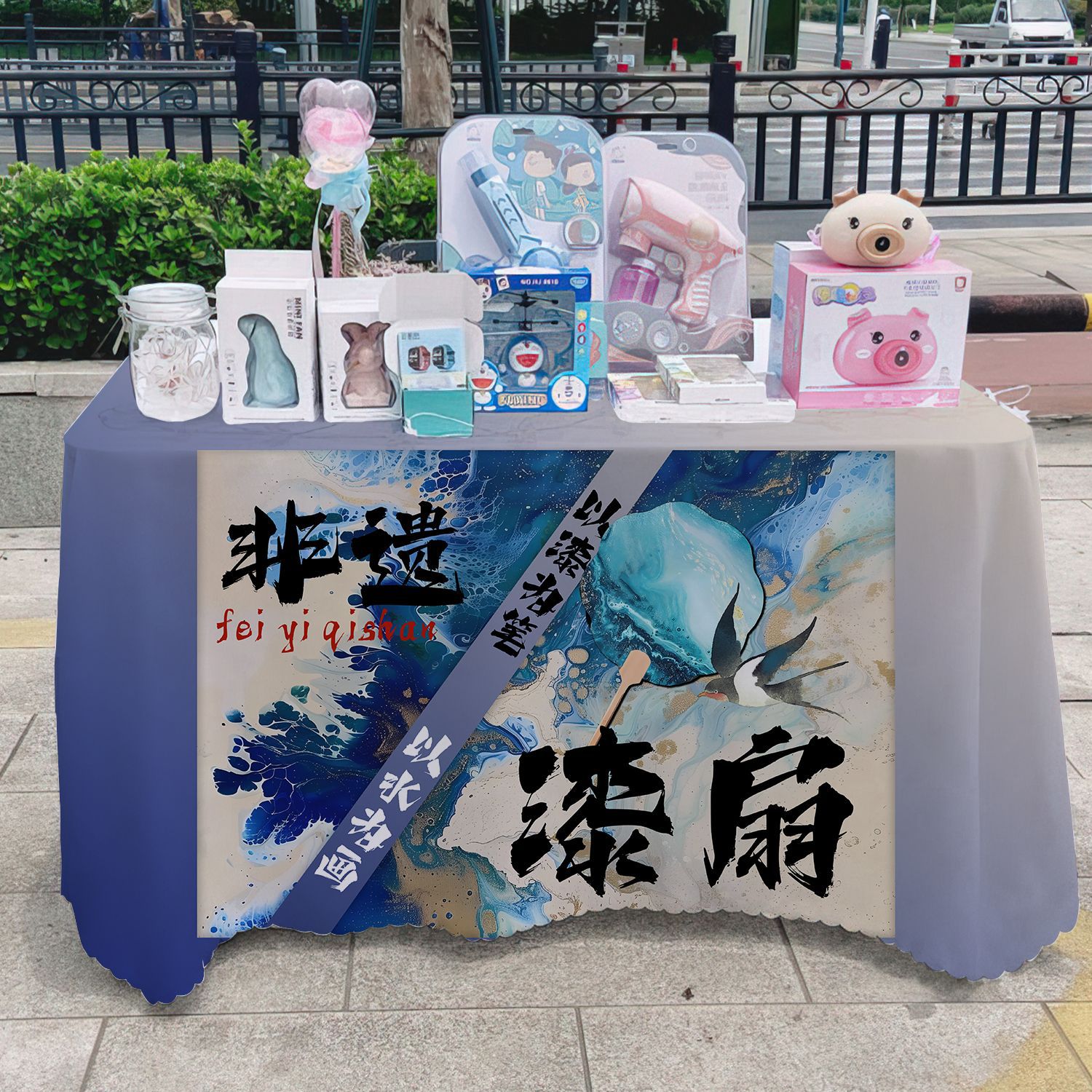 Patrimonio cultural intangible de laca ventilador de mesa tela de publicidad departamento de publicidad mercado nocturno puestos de mesa tela de mesa carro tela de mesa de carretera