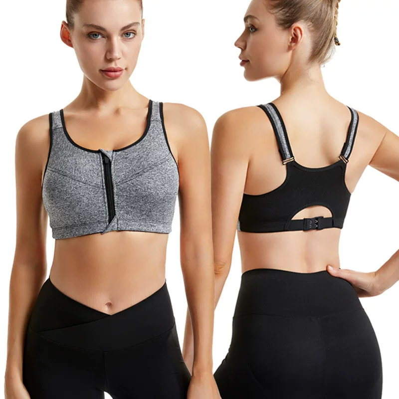 Спортивный бюстгальтер, влагозарядное underwear для зала, ударопрочная йога одежда с молнией для йоги, беспроводной бюстгальтер, пуш-ап бюстгальтер, для бега